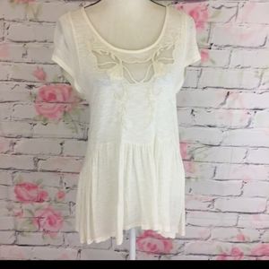 Free People Embroidered mesh peplum size Medium